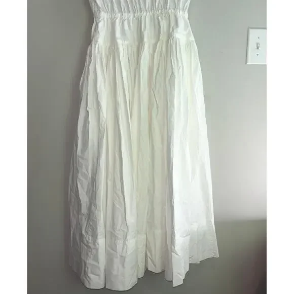 NWT J.Crew Drop Waist Midi Dress In Cotton Poplin White Size Small - Picture 9 of 9